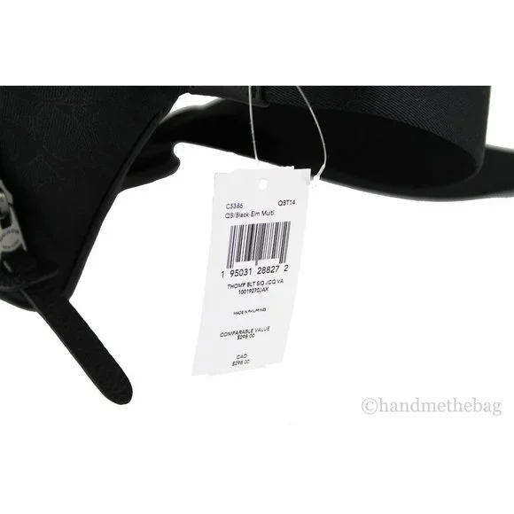 NWT Coach Men's Thompson Black Varsity Stripe Belt Bag Logo Jacquard Canvas LGE - Picture 4 of 10